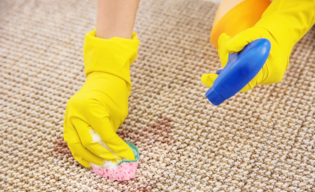 Drink stains from natural fiber carpets