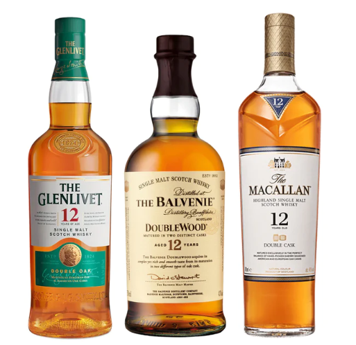The Glenlivet 12 Yr & The Macallan 12 Yr & The Balvenie 12 Yr Scotch Whisky Bundle Package